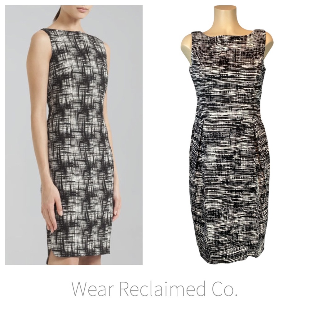 CHAPTER ONE Crosshatch-Print Bateau Sheath Pencil Dress